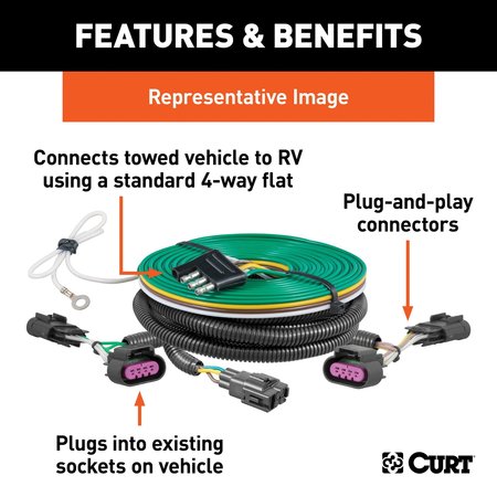 Curt Custom RV Wiring Harness, Select Ford F250, F350 with Backup Sensors 52102